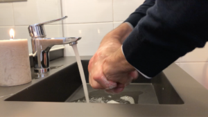 Handwashing. Urban washbasin